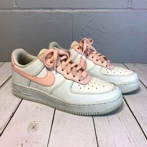 Nike Air Force 1 '07 "Pale Coral" Sneakers Pink Red White Leather Women Size 7